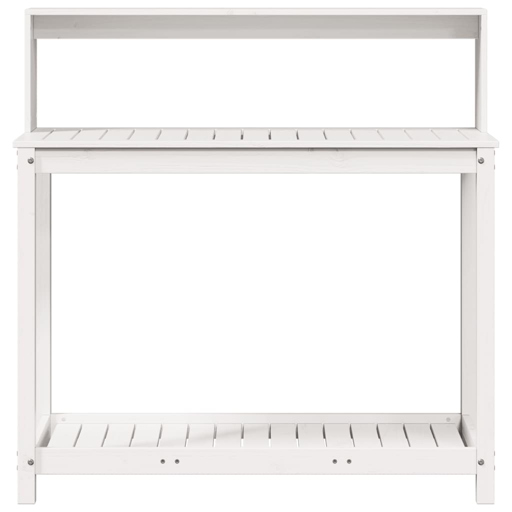 Oppottafel met schappen 108x50x109,5 cm massief grenenhout wit is nu te koop bij PeponiXL, paradijselijk wonen!