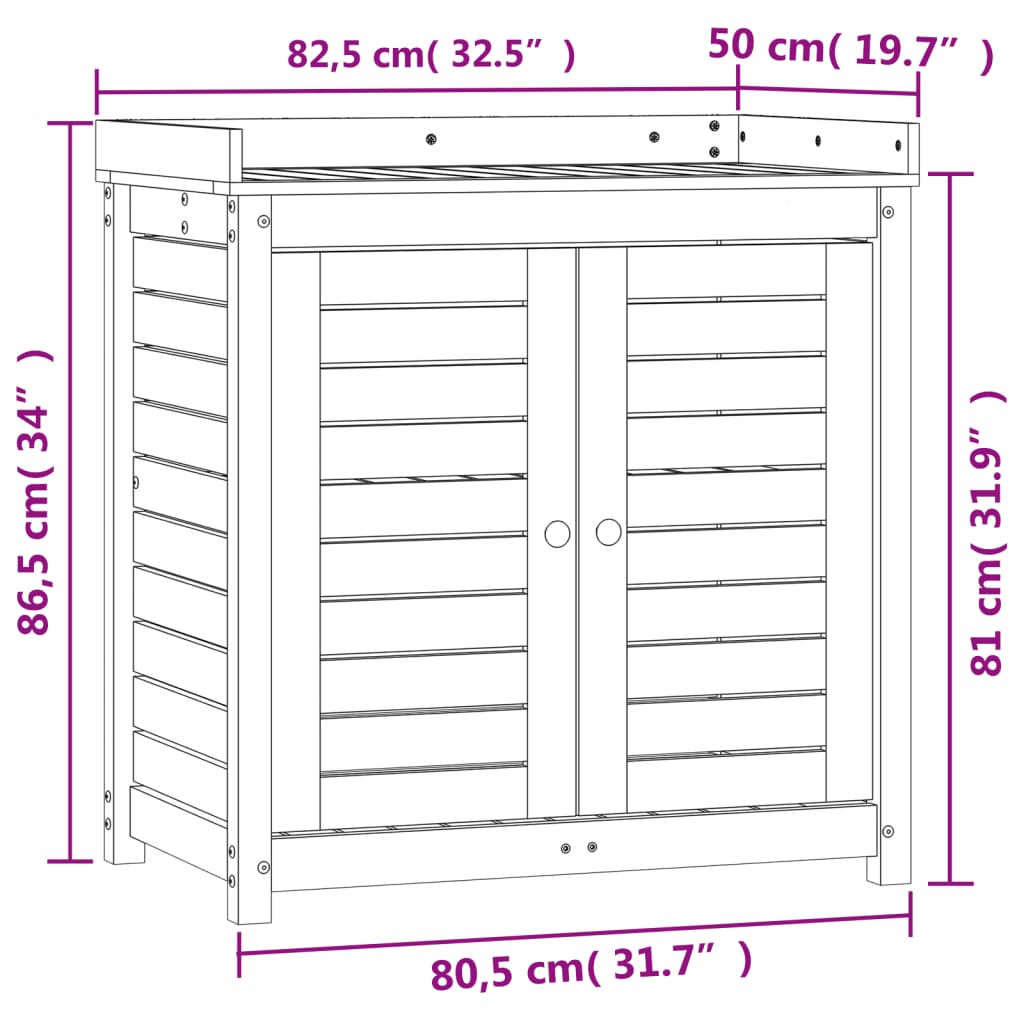 Oppottafel met schappen 82,5x50x86,5 cm massief grenenhout is nu te koop bij PeponiXL, paradijselijk wonen!