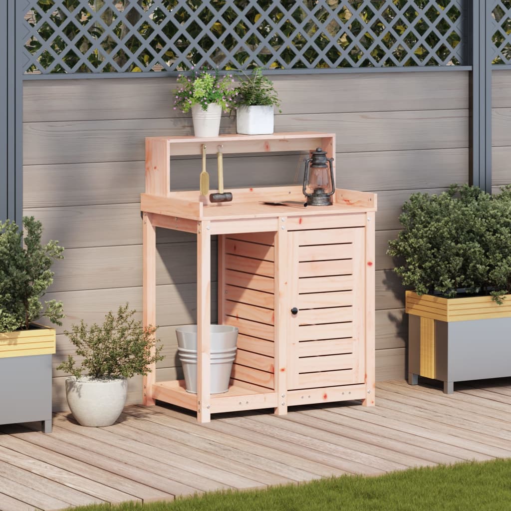 Oppottafel met schappen 82,5x50x109,5 cm massief douglashout is nu te koop bij PeponiXL, paradijselijk wonen!