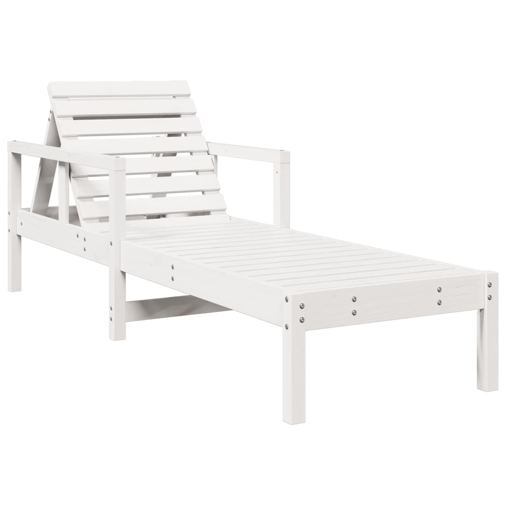 Ligstoel 199,5x62x55 cm massief grenenhout wit is nu te koop bij PeponiXL, paradijselijk wonen!