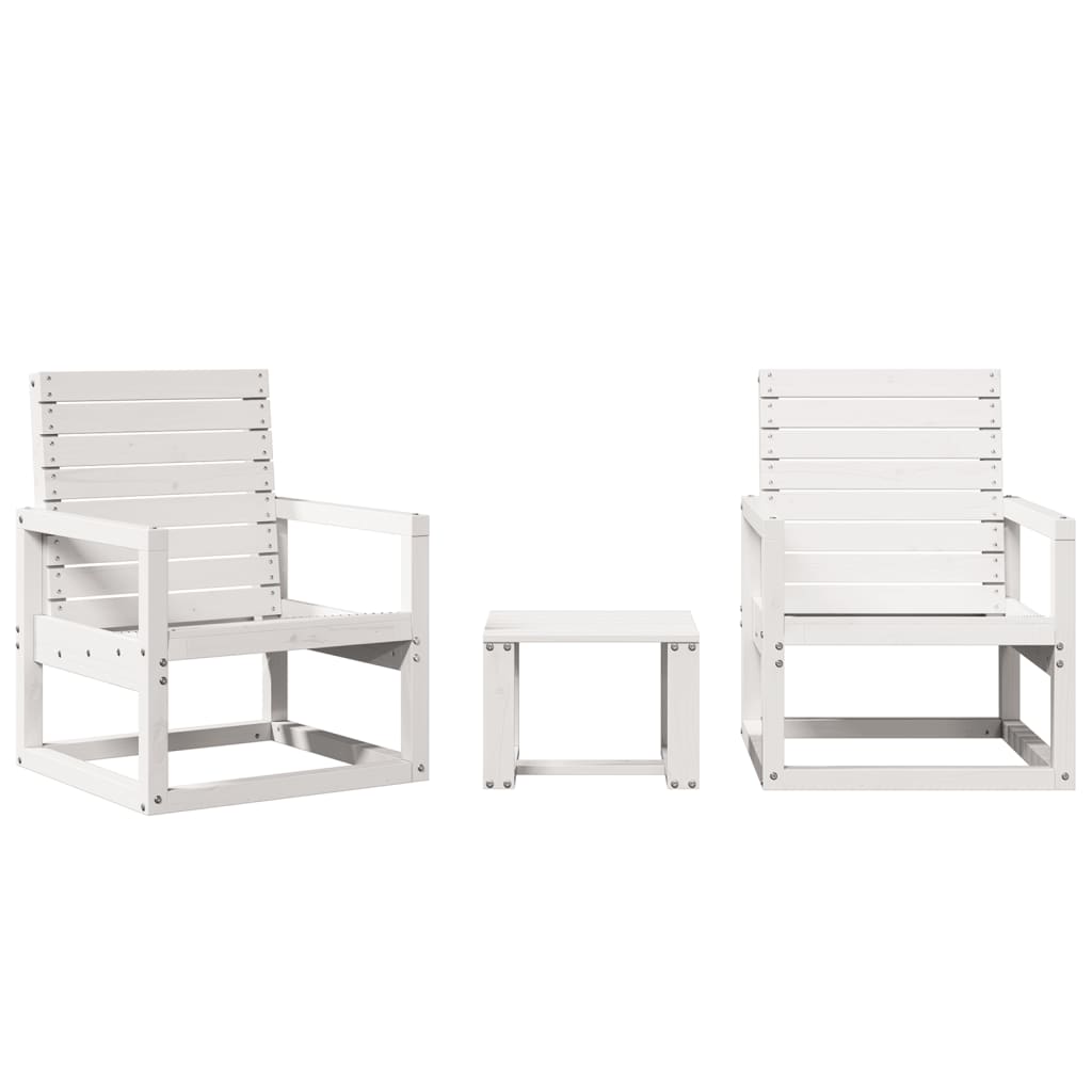 3-delige Loungeset massief grenenhout wit is nu te koop bij PeponiXL, paradijselijk wonen!