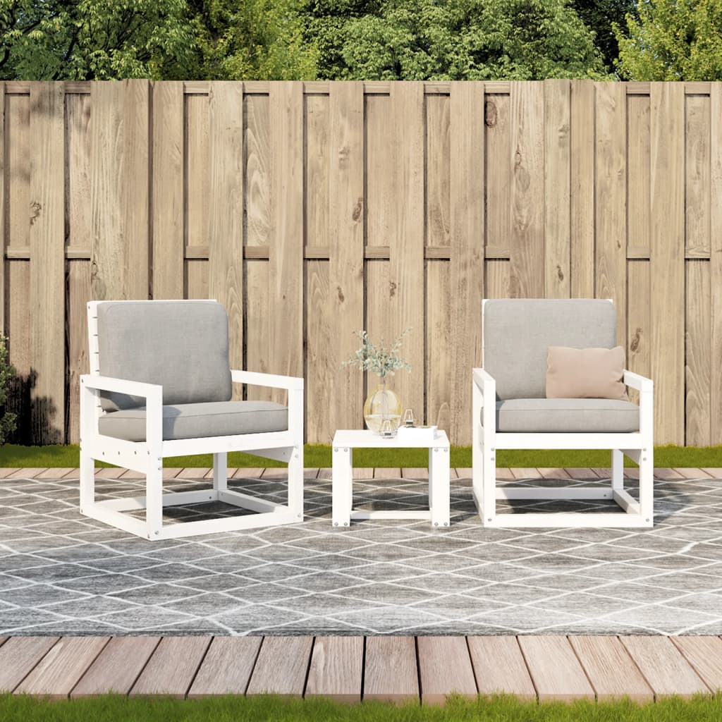 3-delige Loungeset massief grenenhout wit is nu te koop bij PeponiXL, paradijselijk wonen!