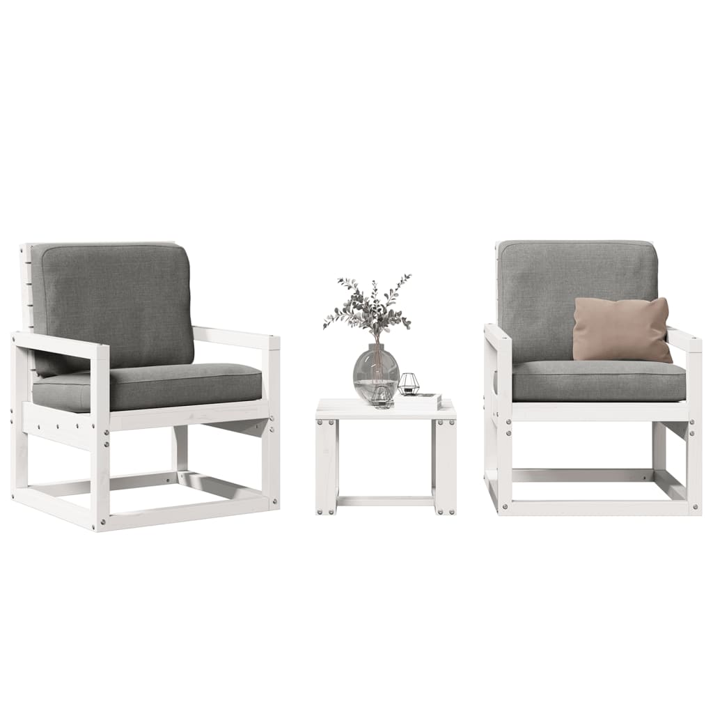 3-delige Loungeset massief grenenhout wit is nu te koop bij PeponiXL, paradijselijk wonen!