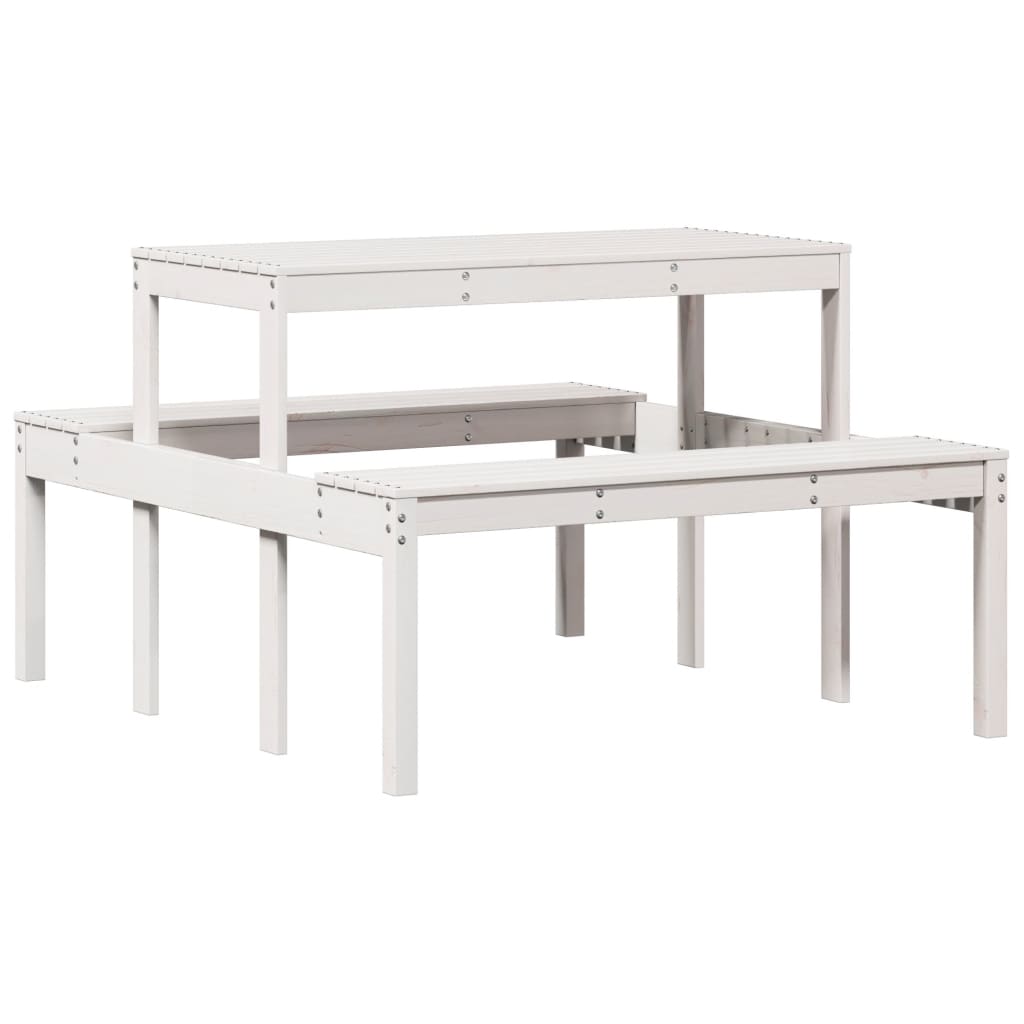 Picknicktafel 110x134x75 cm massief grenenhout wit is nu te koop bij PeponiXL, paradijselijk wonen!