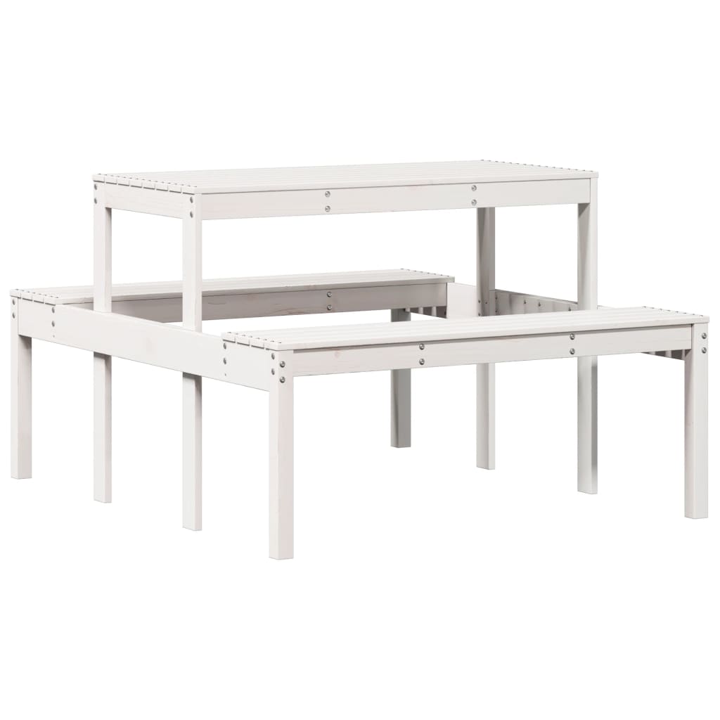 Picknicktafel 110x134x75 cm massief grenenhout wit is nu te koop bij PeponiXL, paradijselijk wonen!