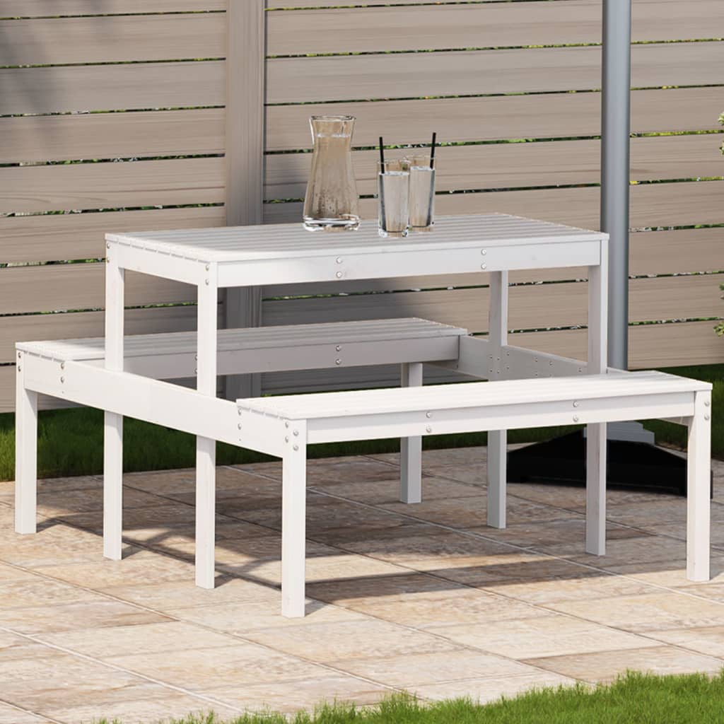 Picknicktafel 110x134x75 cm massief grenenhout wit is nu te koop bij PeponiXL, paradijselijk wonen!