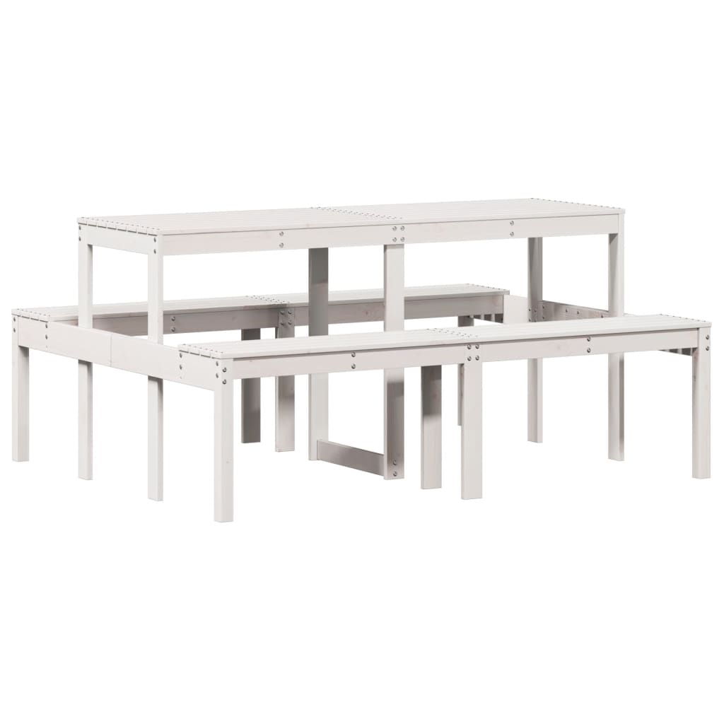 Picknicktafel 160x134x75 cm massief grenenhout wit is nu te koop bij PeponiXL, paradijselijk wonen!