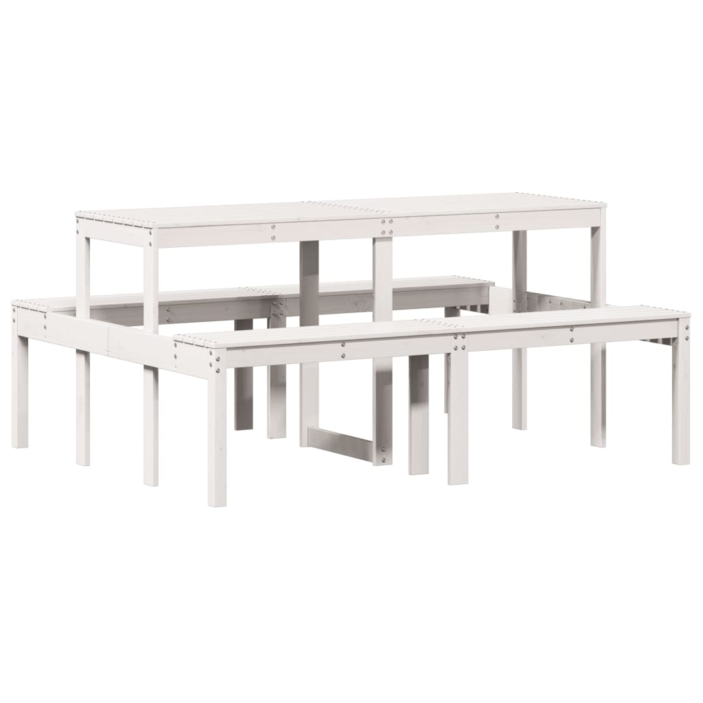Picknicktafel 160x134x75 cm massief grenenhout wit is nu te koop bij PeponiXL, paradijselijk wonen!