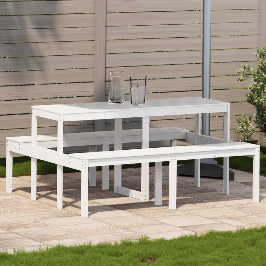 Picknicktafel 160x134x75 cm massief grenenhout wit is nu te koop bij PeponiXL, paradijselijk wonen!