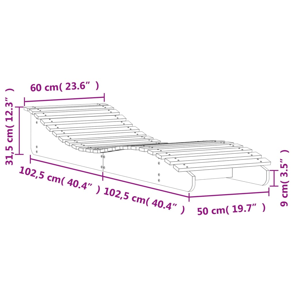 Ligbed 205x60x31,5 cm massief douglashout is nu te koop bij PeponiXL, paradijselijk wonen!