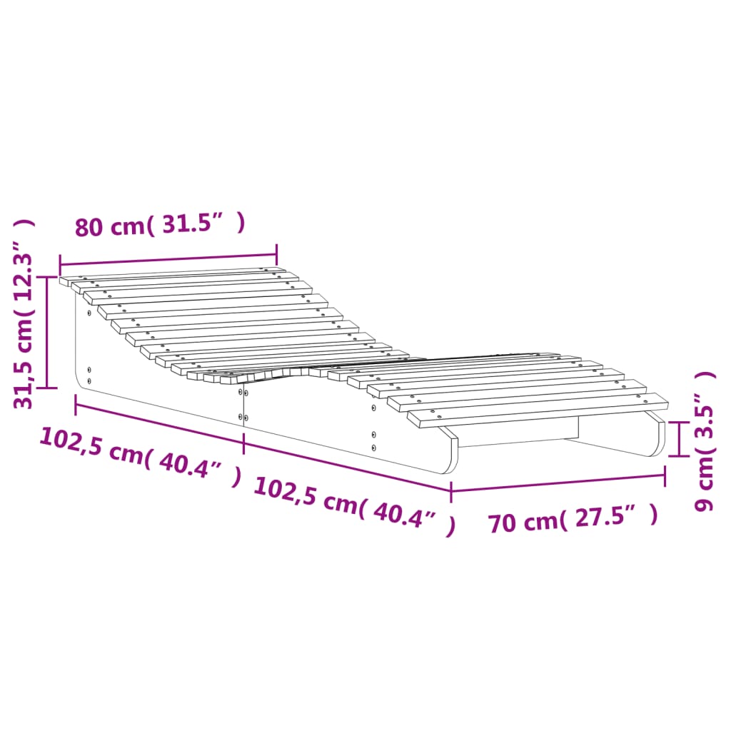 Ligbed 205x80x31,5 cm massief douglashout is nu te koop bij PeponiXL, paradijselijk wonen!
