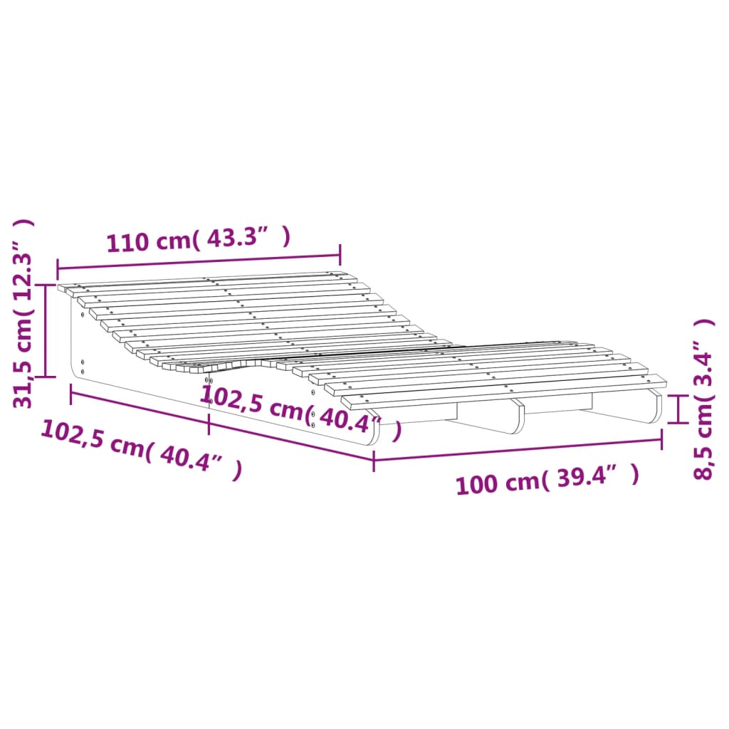 Ligbed 205x110x31,5 cm massief grenenhout is nu te koop bij PeponiXL, paradijselijk wonen!