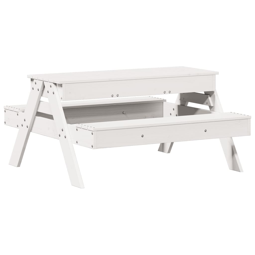 Picknicktafel met zandbak voor kinderen massief grenenhout wit is nu te koop bij PeponiXL, paradijselijk wonen!