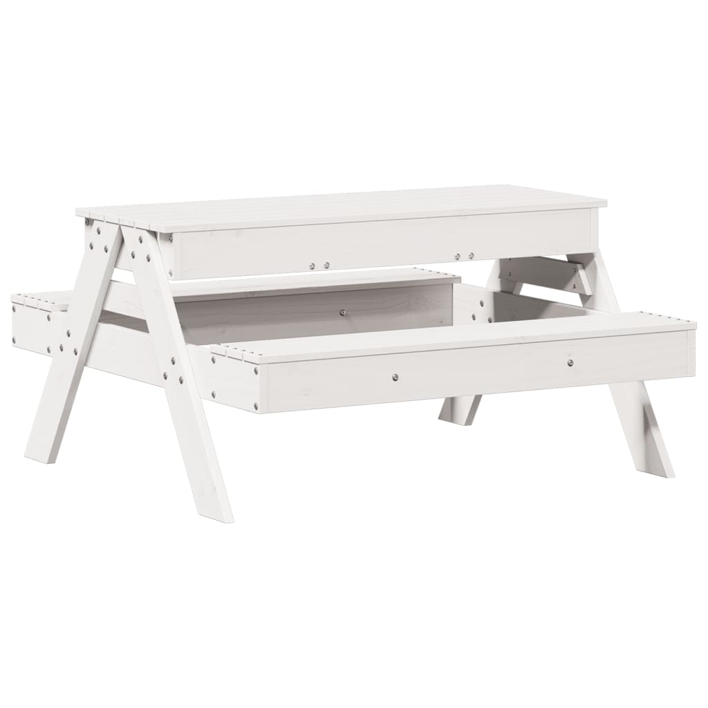 Picknicktafel met zandbak voor kinderen massief grenenhout wit is nu te koop bij PeponiXL, paradijselijk wonen!