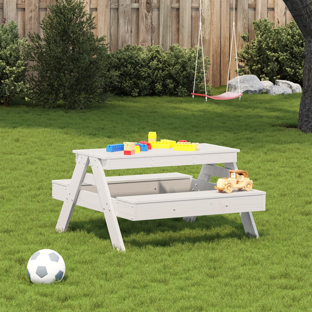 Picknicktafel voor kinderen 88x97x52 cm massief grenenhout wit is nu te koop bij PeponiXL, paradijselijk wonen!