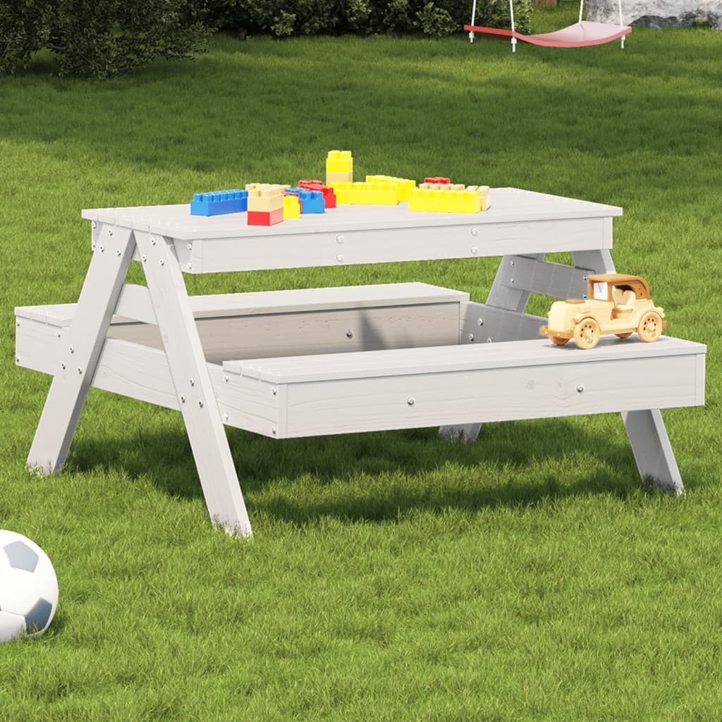 Picknicktafel voor kinderen 88x97x52 cm massief grenenhout wit is nu te koop bij PeponiXL, paradijselijk wonen!