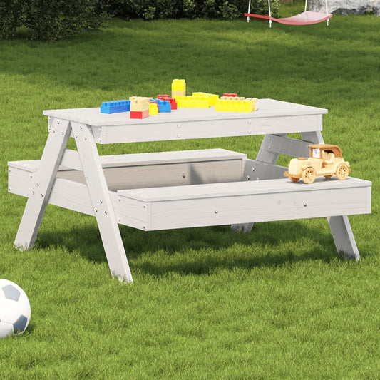 Picknicktafel voor kinderen 88x97x52 cm massief grenenhout wit is nu te koop bij PeponiXL, paradijselijk wonen!