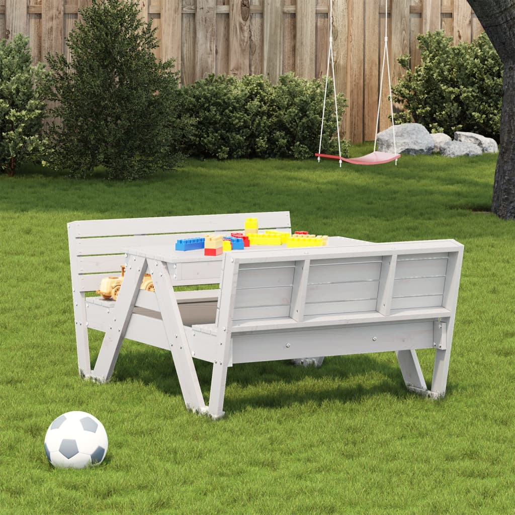 Picknicktafel voor kinderen 88x122x58 cm massief grenenhout wit is nu te koop bij PeponiXL, paradijselijk wonen!