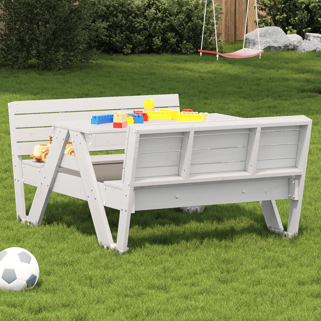 Picknicktafel voor kinderen 88x122x58 cm massief grenenhout wit is nu te koop bij PeponiXL, paradijselijk wonen!