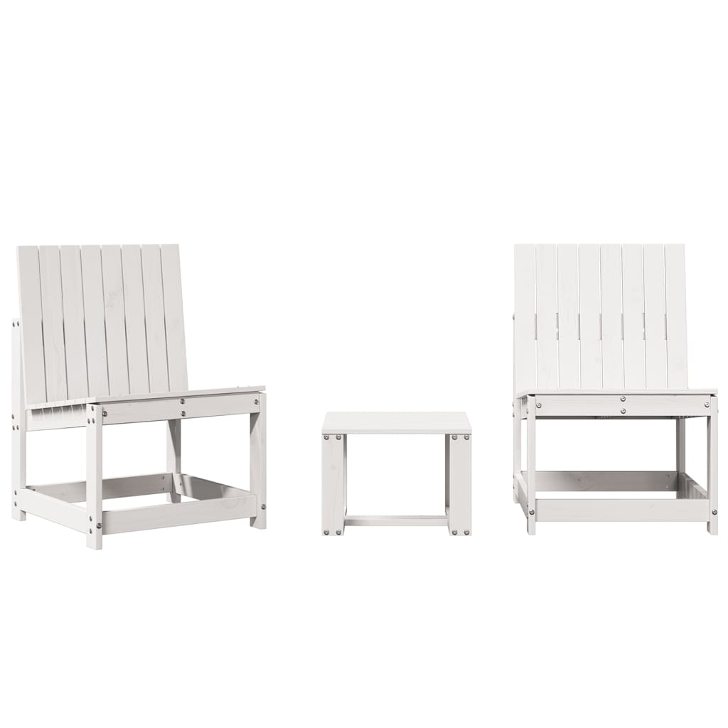 3-delige Loungeset massief grenenhout wit is nu te koop bij PeponiXL, paradijselijk wonen!