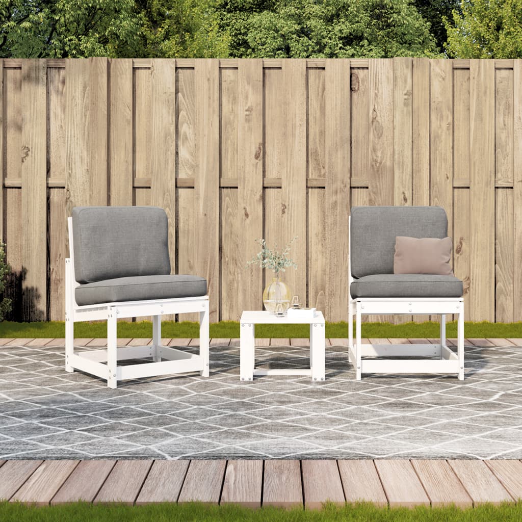 3-delige Loungeset massief grenenhout wit is nu te koop bij PeponiXL, paradijselijk wonen!