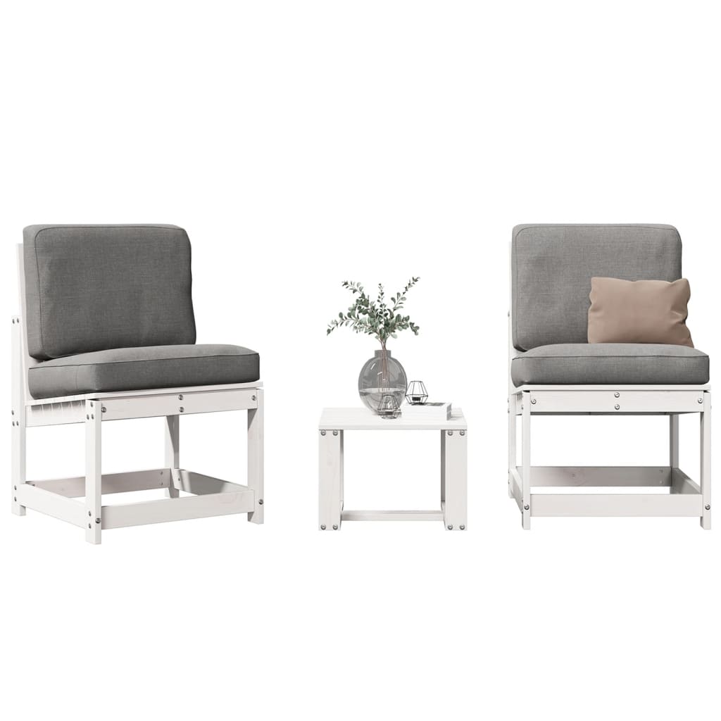 3-delige Loungeset massief grenenhout wit is nu te koop bij PeponiXL, paradijselijk wonen!