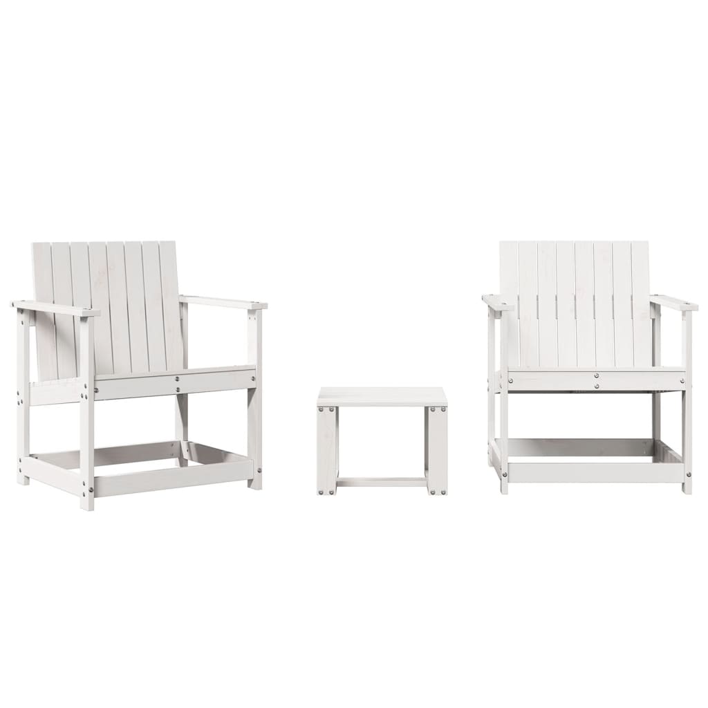 3-delige Loungeset massief grenenhout wit is nu te koop bij PeponiXL, paradijselijk wonen!