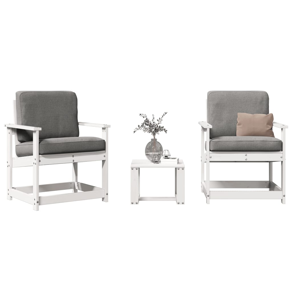 3-delige Loungeset massief grenenhout wit is nu te koop bij PeponiXL, paradijselijk wonen!