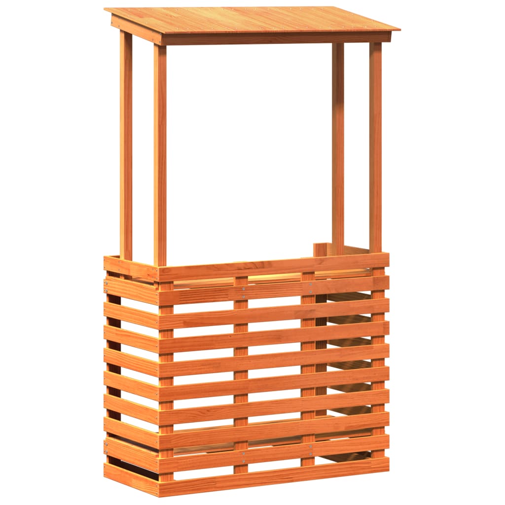 Tuinbartafel met dak bruin 112,5x57x195,5 cm massief hout is nu te koop bij PeponiXL, paradijselijk wonen!