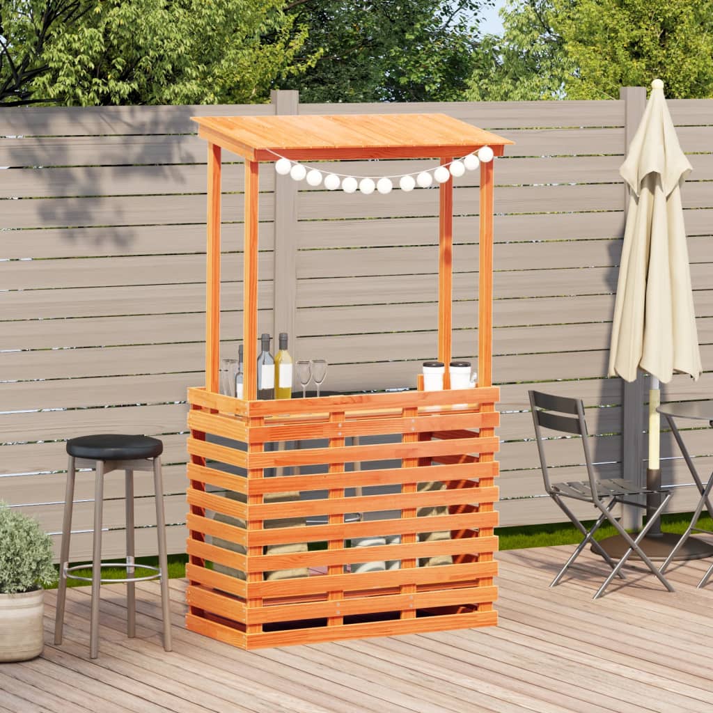 Tuinbartafel met dak bruin 112,5x57x195,5 cm massief hout is nu te koop bij PeponiXL, paradijselijk wonen!