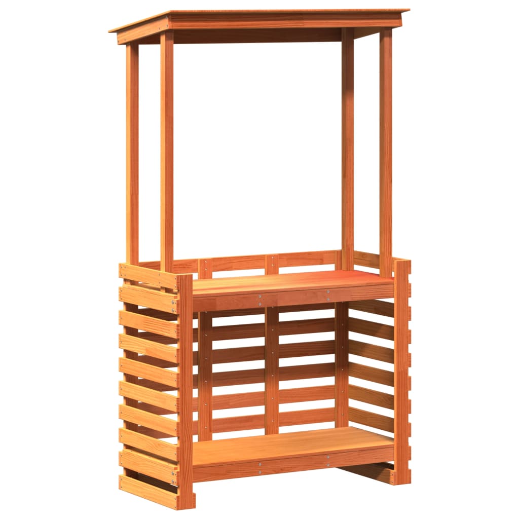 Tuinbartafel met dak bruin 112,5x57x195,5 cm massief hout is nu te koop bij PeponiXL, paradijselijk wonen!