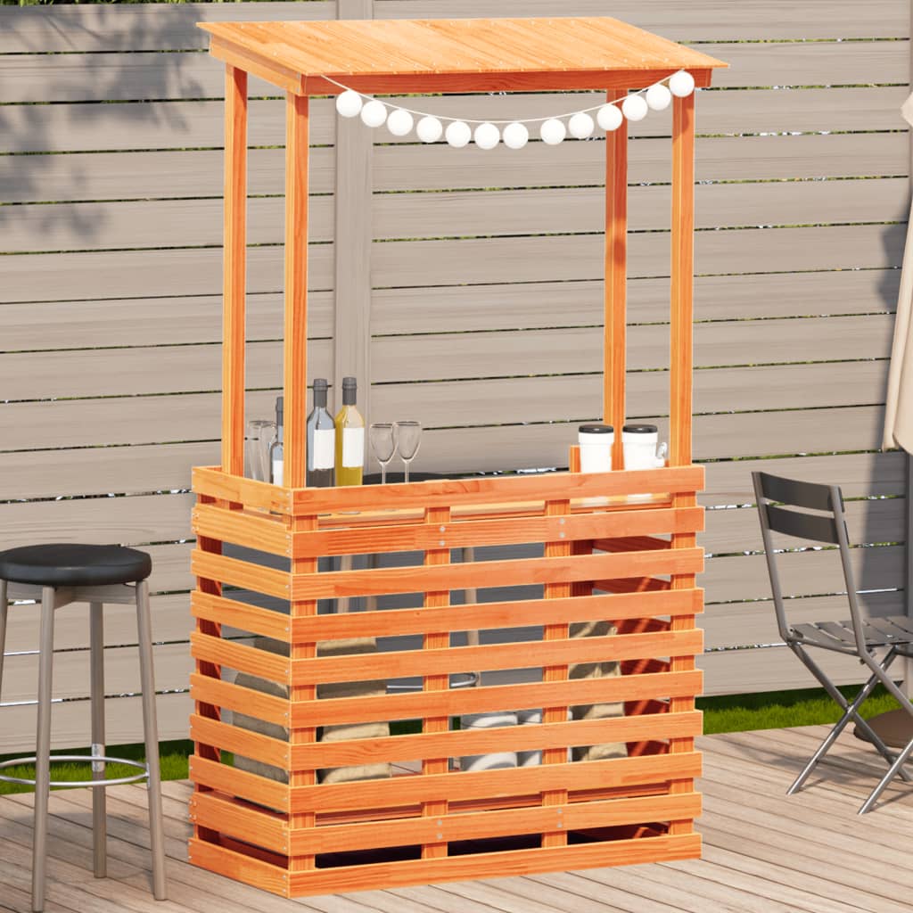 Tuinbartafel met dak bruin 112,5x57x195,5 cm massief hout is nu te koop bij PeponiXL, paradijselijk wonen!