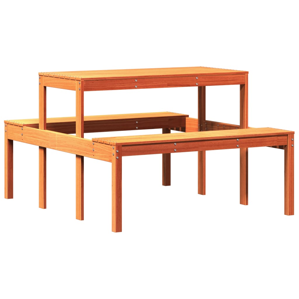 Picknicktafel 110x134x75 cm massief grenenhout wasbruin is nu te koop bij PeponiXL, paradijselijk wonen!