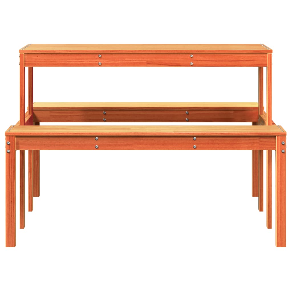 Picknicktafel 110x134x75 cm massief grenenhout wasbruin is nu te koop bij PeponiXL, paradijselijk wonen!