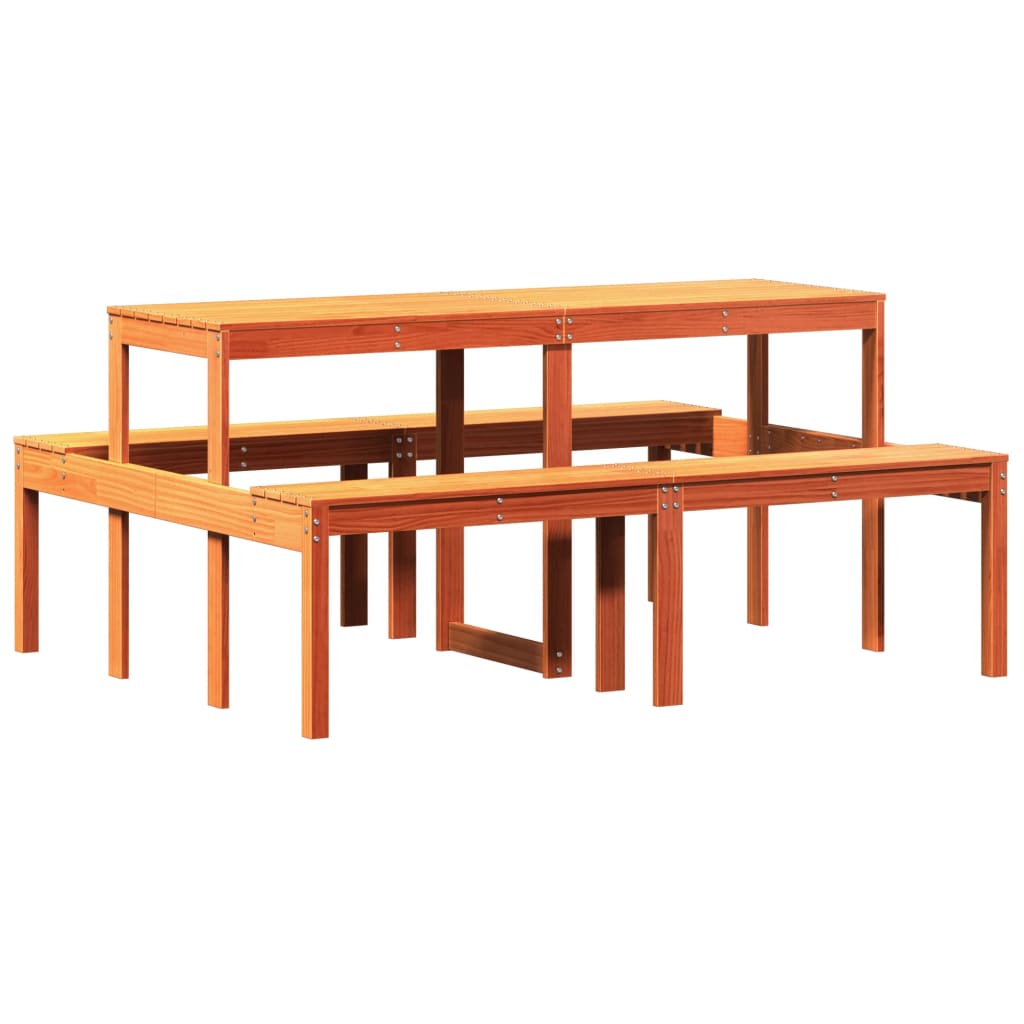 Picknicktafel 160x134x75 cm massief grenenhout wasbruin is nu te koop bij PeponiXL, paradijselijk wonen!