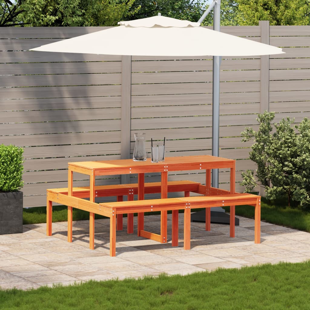 Picknicktafel 160x134x75 cm massief grenenhout wasbruin is nu te koop bij PeponiXL, paradijselijk wonen!