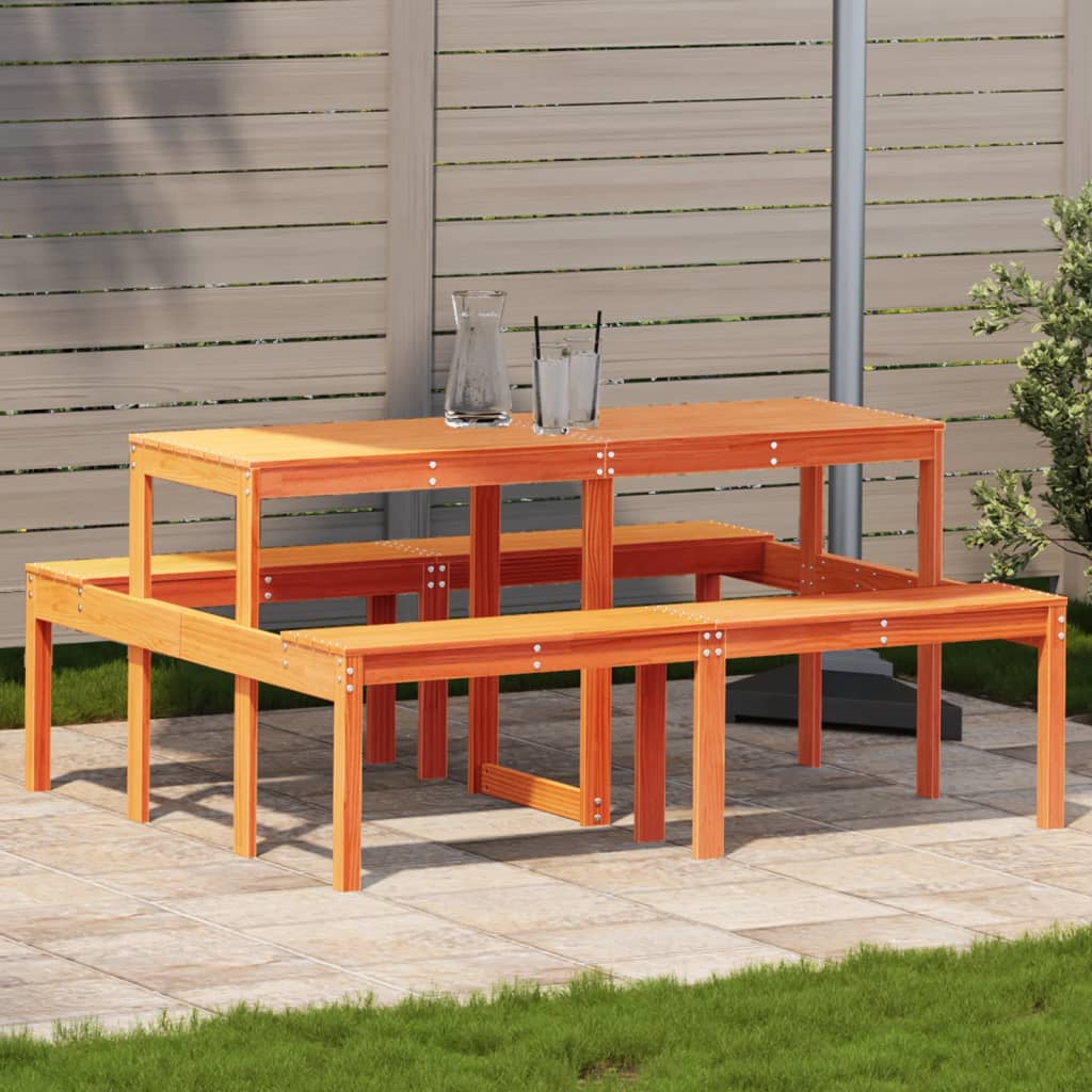 Picknicktafel 160x134x75 cm massief grenenhout wasbruin is nu te koop bij PeponiXL, paradijselijk wonen!