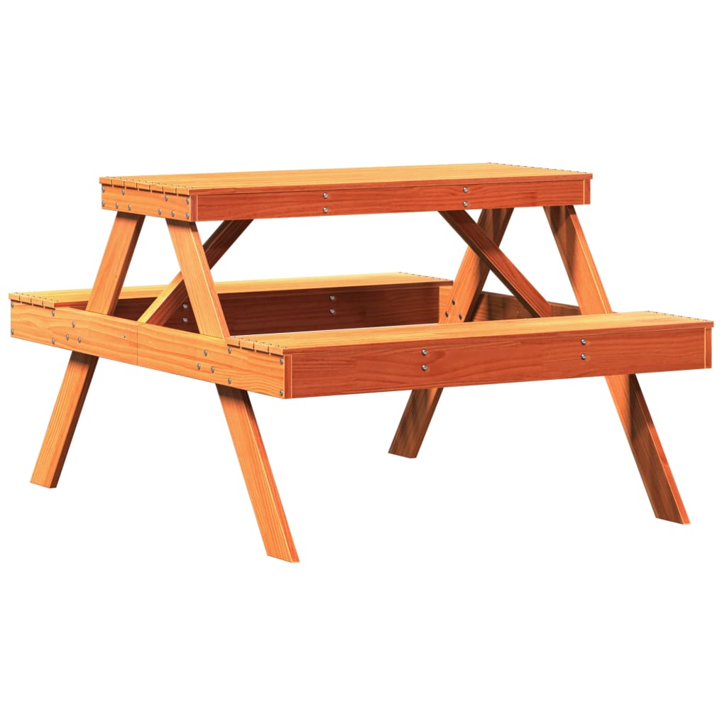 Picknicktafel 105x134x75 cm massief grenenhout wasbruin is nu te koop bij PeponiXL, paradijselijk wonen!