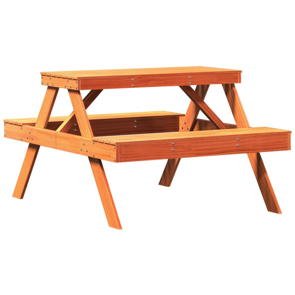Picknicktafel 105x134x75 cm massief grenenhout wasbruin is nu te koop bij PeponiXL, paradijselijk wonen!