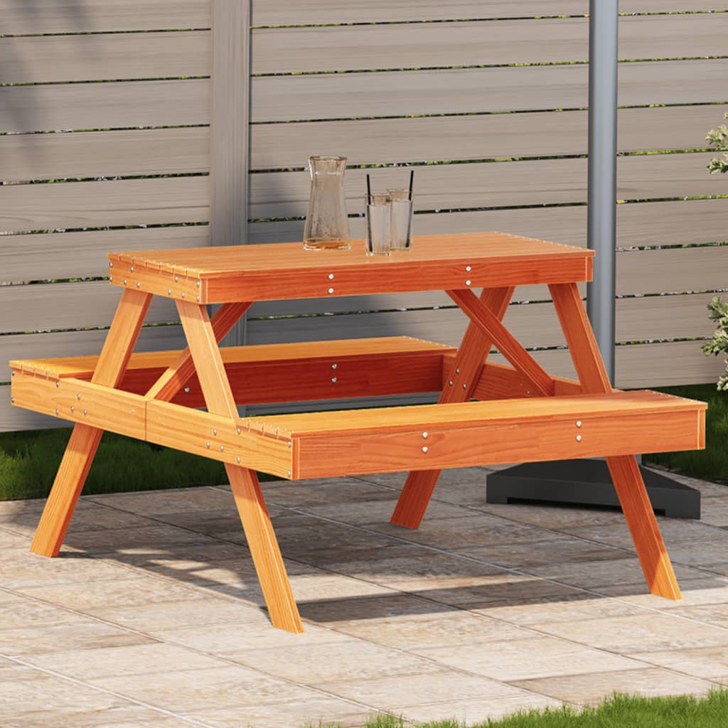 Picknicktafel 105x134x75 cm massief grenenhout wasbruin is nu te koop bij PeponiXL, paradijselijk wonen!
