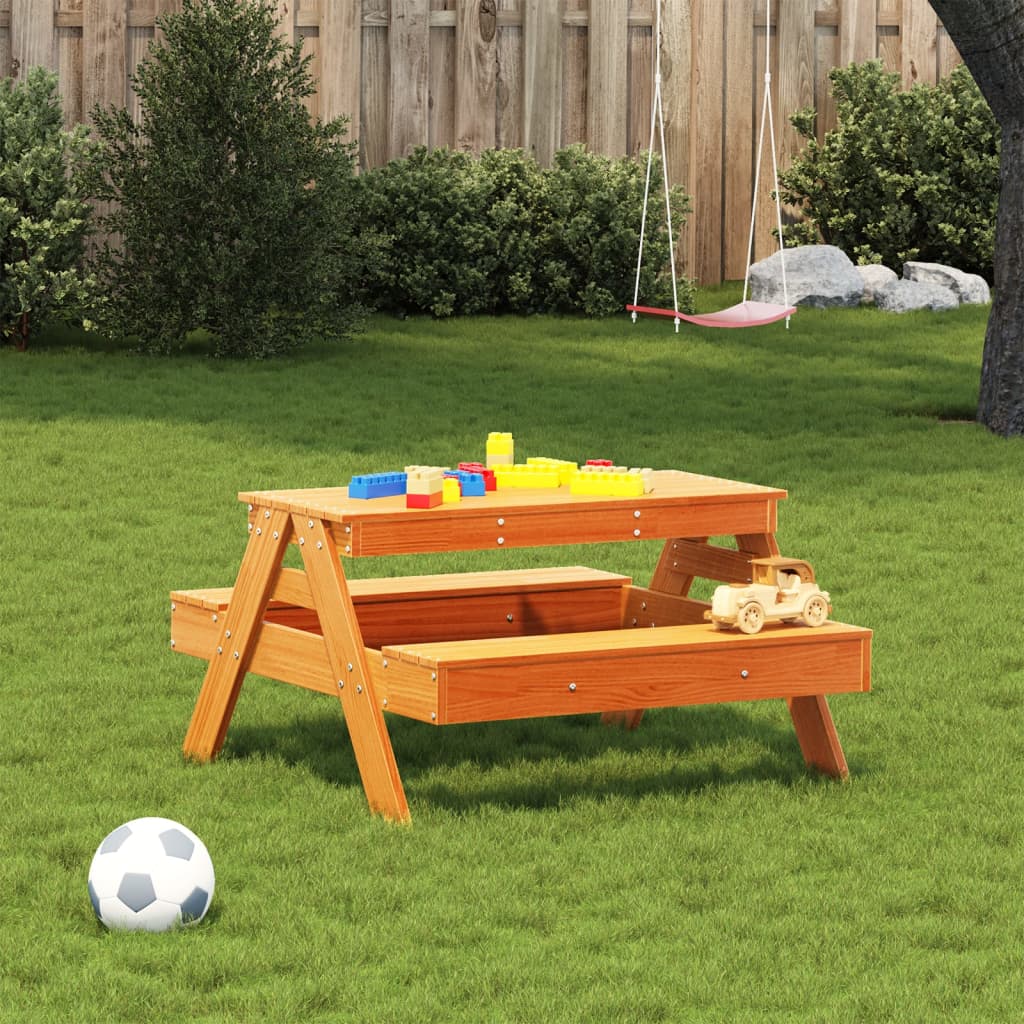 Picknicktafel voor kinderen 88x97x52 cm grenenhout wasbruin is nu te koop bij PeponiXL, paradijselijk wonen!