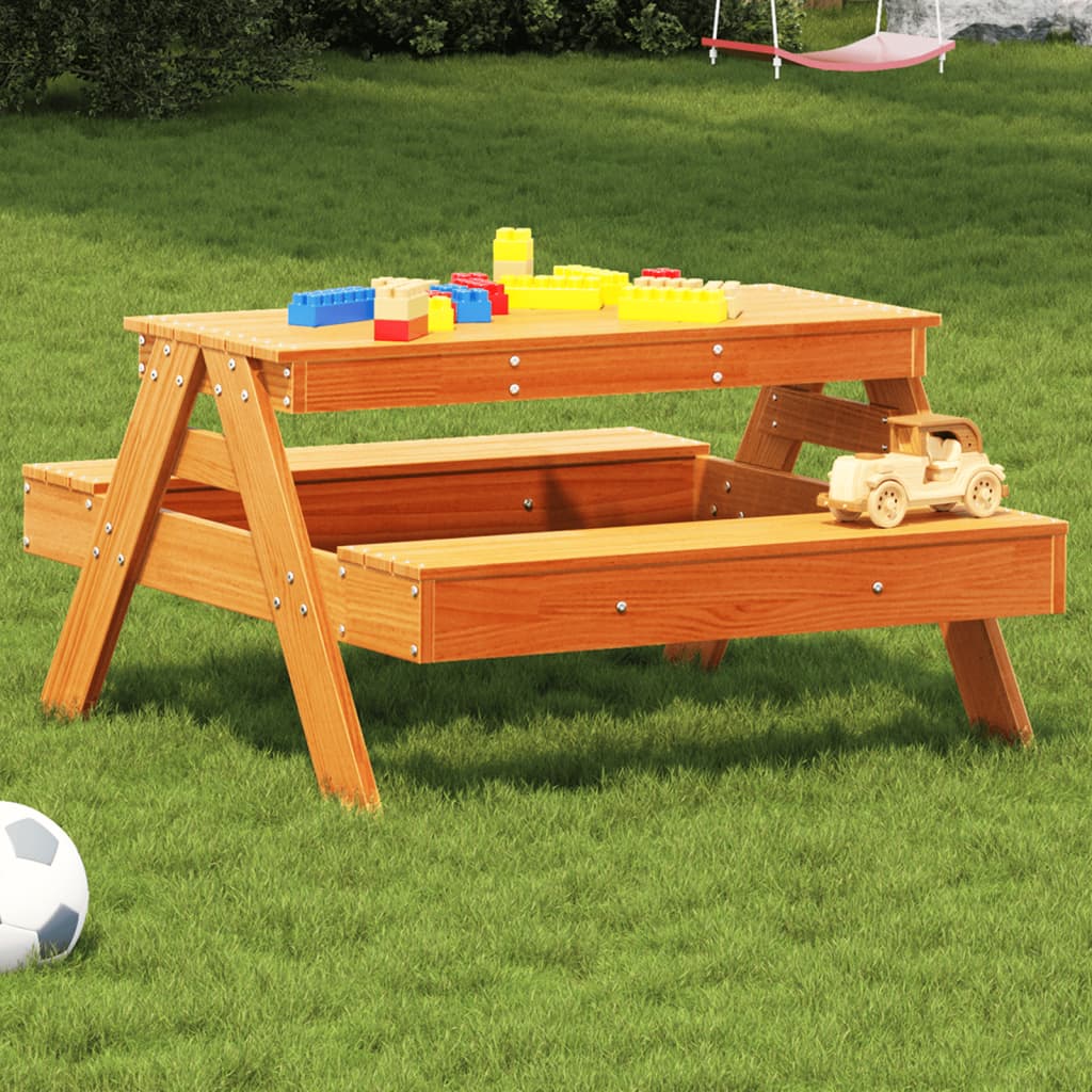 Picknicktafel voor kinderen 88x97x52 cm grenenhout wasbruin is nu te koop bij PeponiXL, paradijselijk wonen!