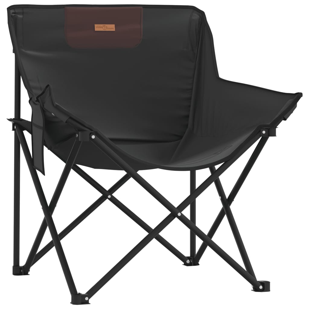 Campingstoelen 2 st met vakje inklapbaar zwart is nu te koop bij PeponiXL, paradijselijk wonen!