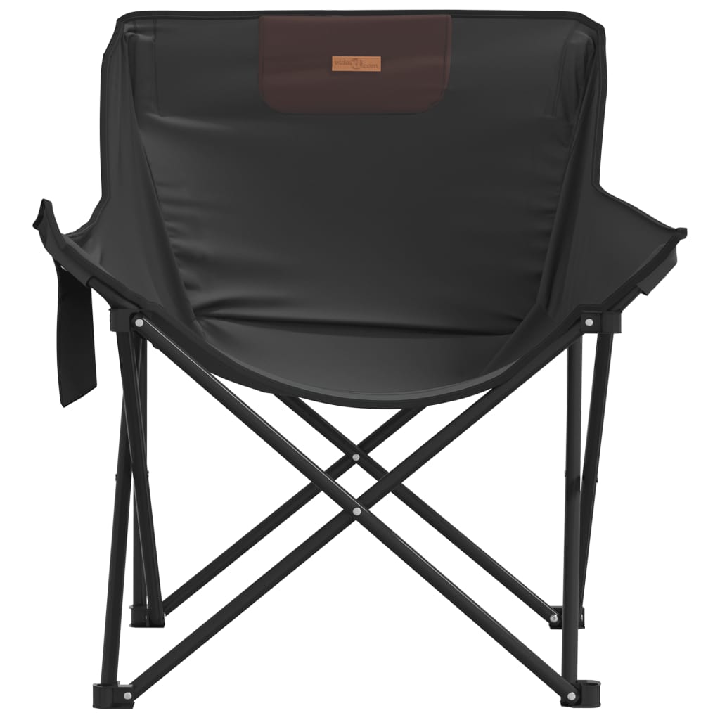 Campingstoelen 2 st met vakje inklapbaar zwart is nu te koop bij PeponiXL, paradijselijk wonen!