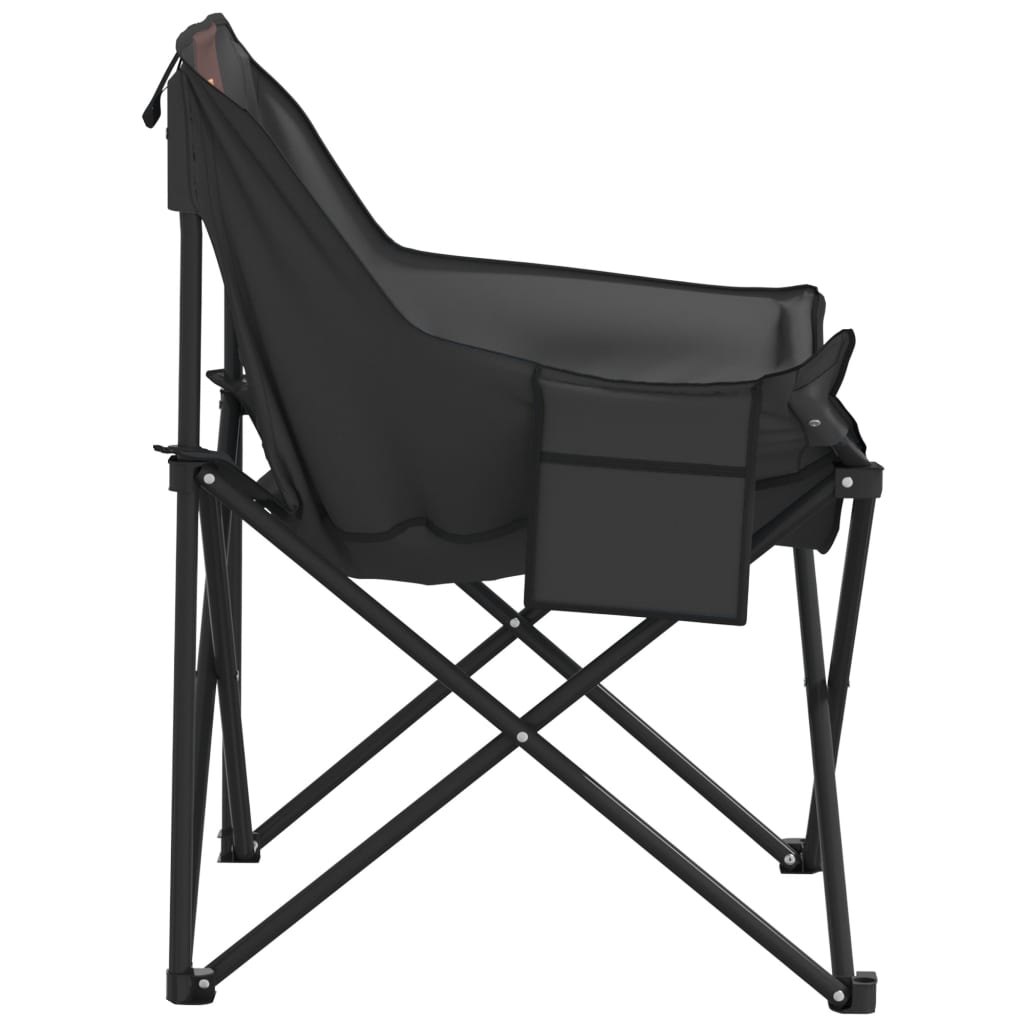 Campingstoelen 2 st met vakje inklapbaar zwart is nu te koop bij PeponiXL, paradijselijk wonen!