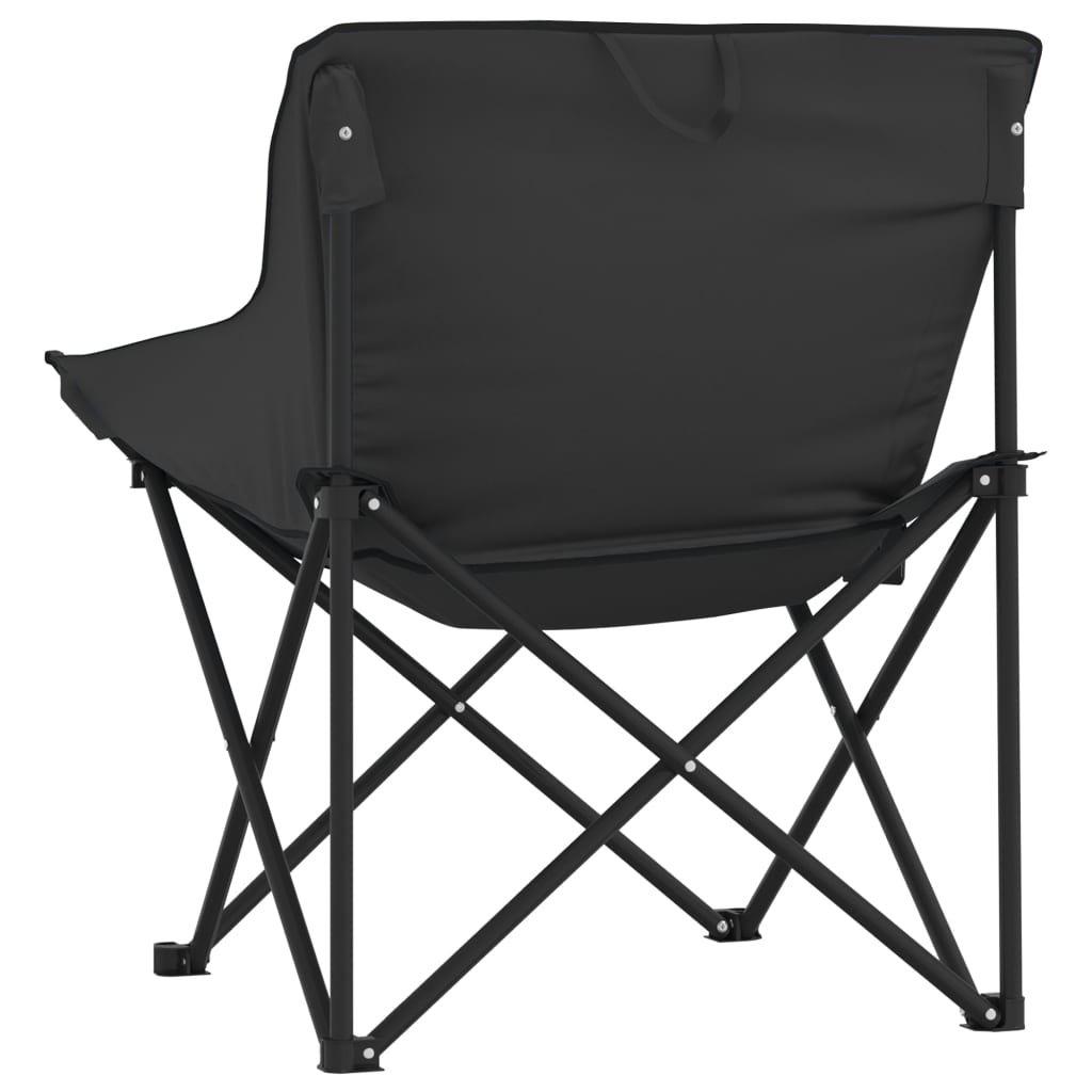 Campingstoelen 2 st met vakje inklapbaar zwart is nu te koop bij PeponiXL, paradijselijk wonen!