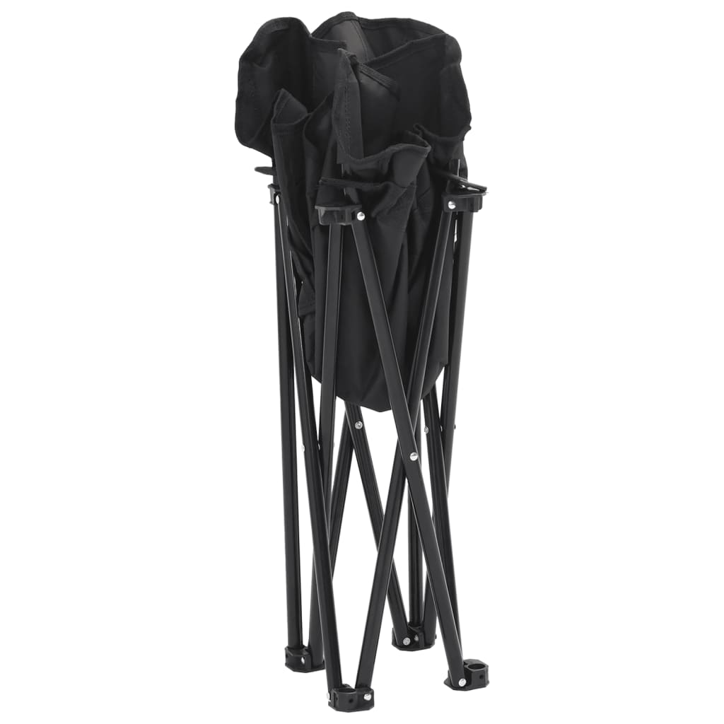 Campingstoelen 2 st met vakje inklapbaar zwart is nu te koop bij PeponiXL, paradijselijk wonen!