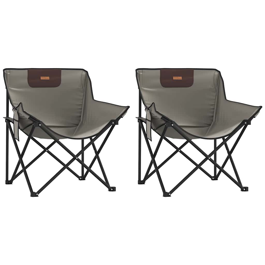 Campingstoelen 2 st met vakje inklapbaar grijs is nu te koop bij PeponiXL, paradijselijk wonen!