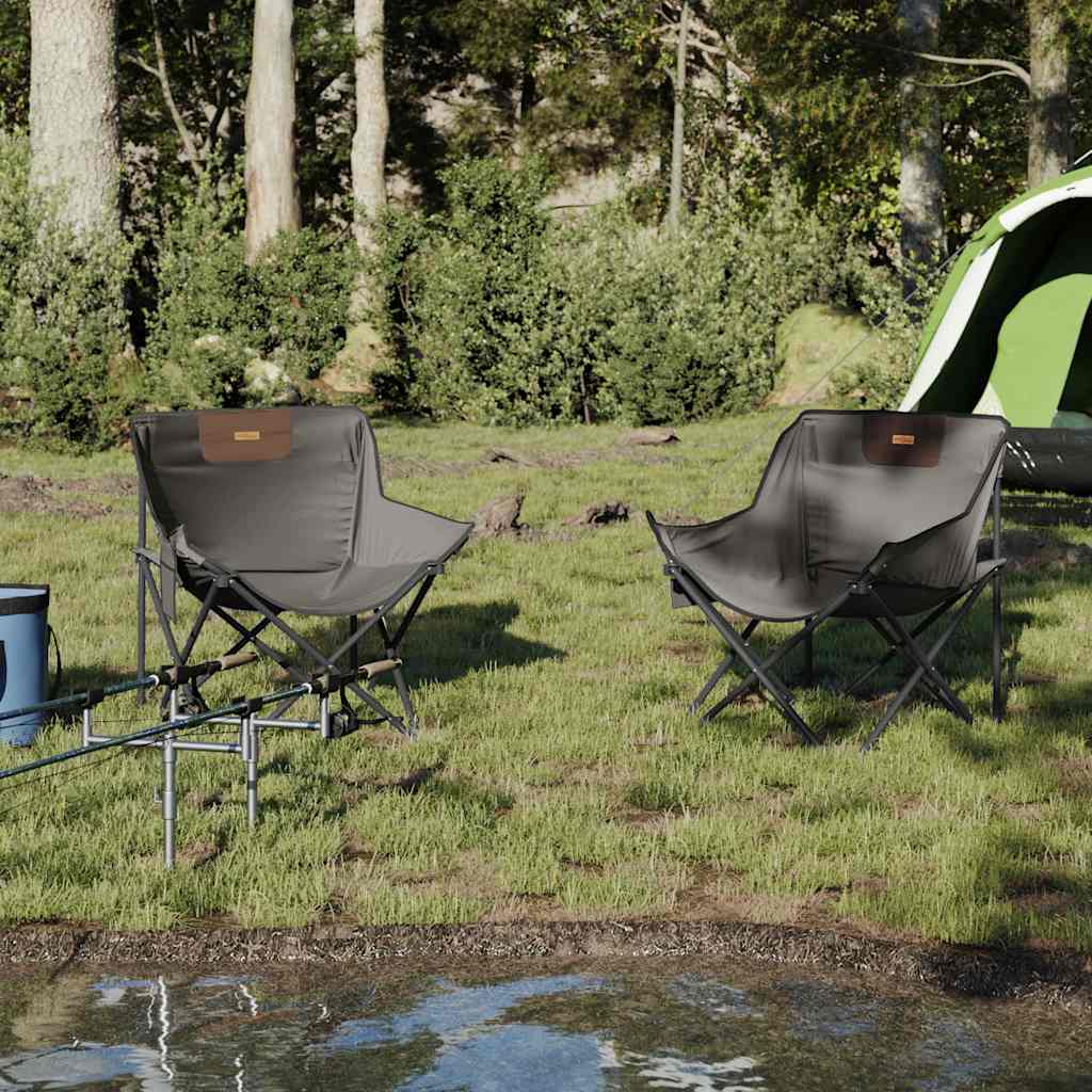 Campingstoelen 2 st met vakje inklapbaar grijs is nu te koop bij PeponiXL, paradijselijk wonen!