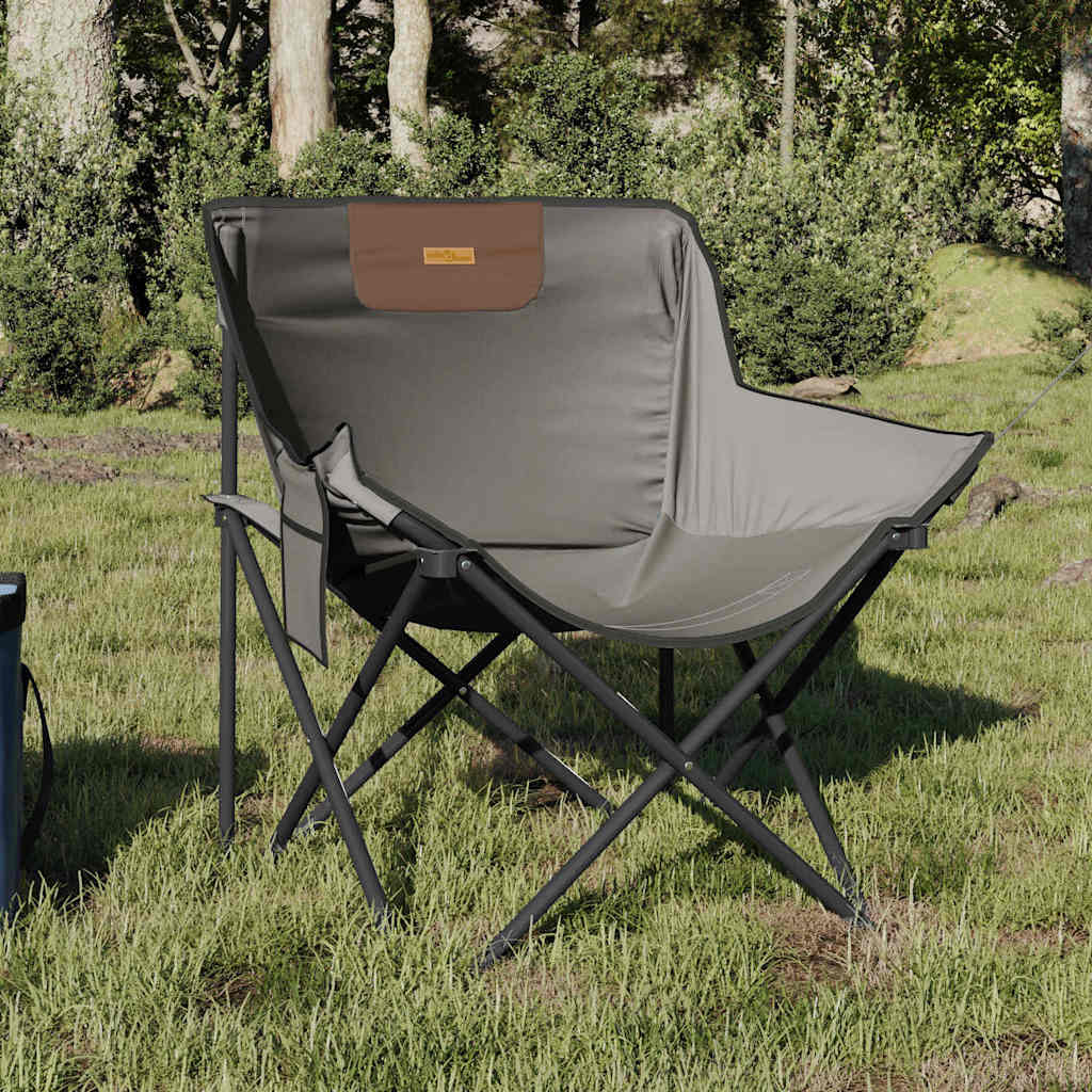 Campingstoelen 2 st met vakje inklapbaar grijs is nu te koop bij PeponiXL, paradijselijk wonen!